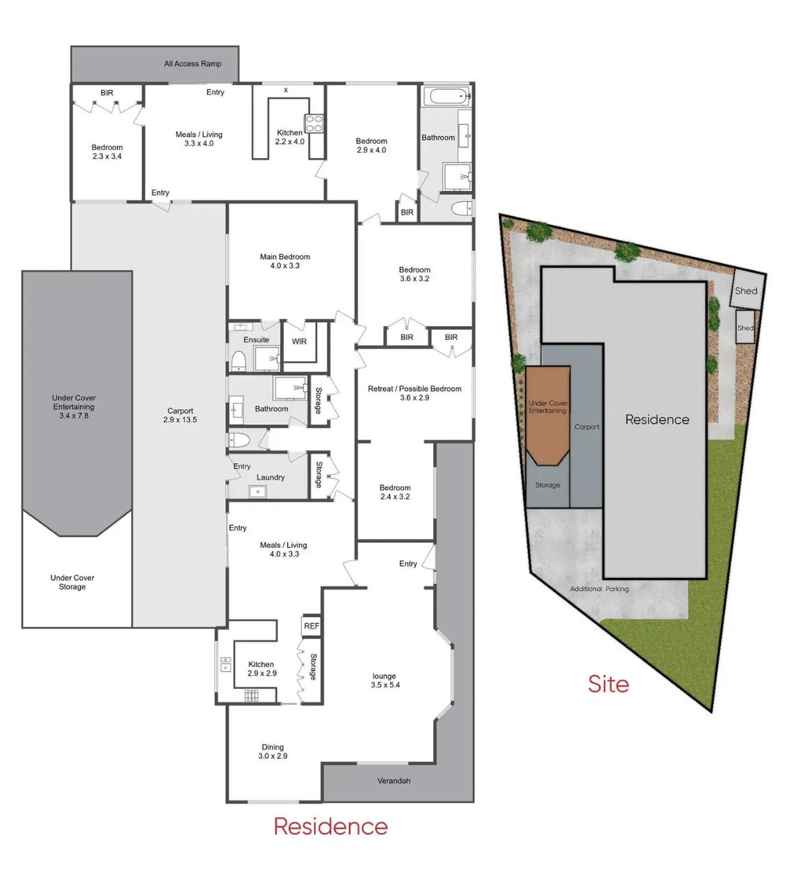Floor plan and site plan of 7 Admirals Court